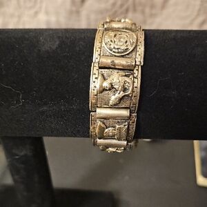 Rare Vintage 925 Silver Peruvian Storyteller Bracelet 7in